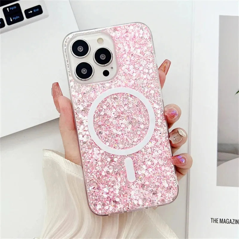 For Apple iPhone 16 Plus Symmetry Magsafe Glitter Case Pink