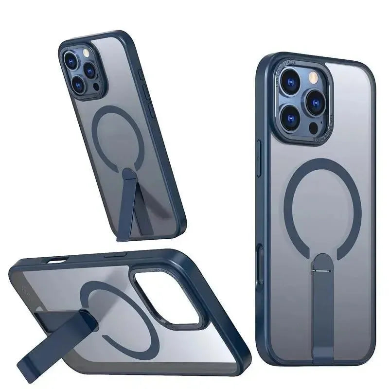 For Apple iPhone 16 Premium N52 Magsafe Magnetic Case With Stand Blue