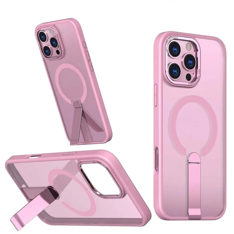 For Apple iPhone 16 Premium N52 Magsafe Magnetic Case with Stand Pink