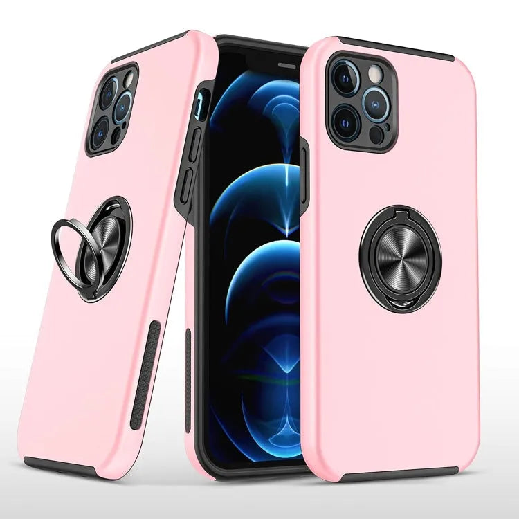 For Apple iPhone 16 Pro Max Dual Layer Invisible Ring Case Pink