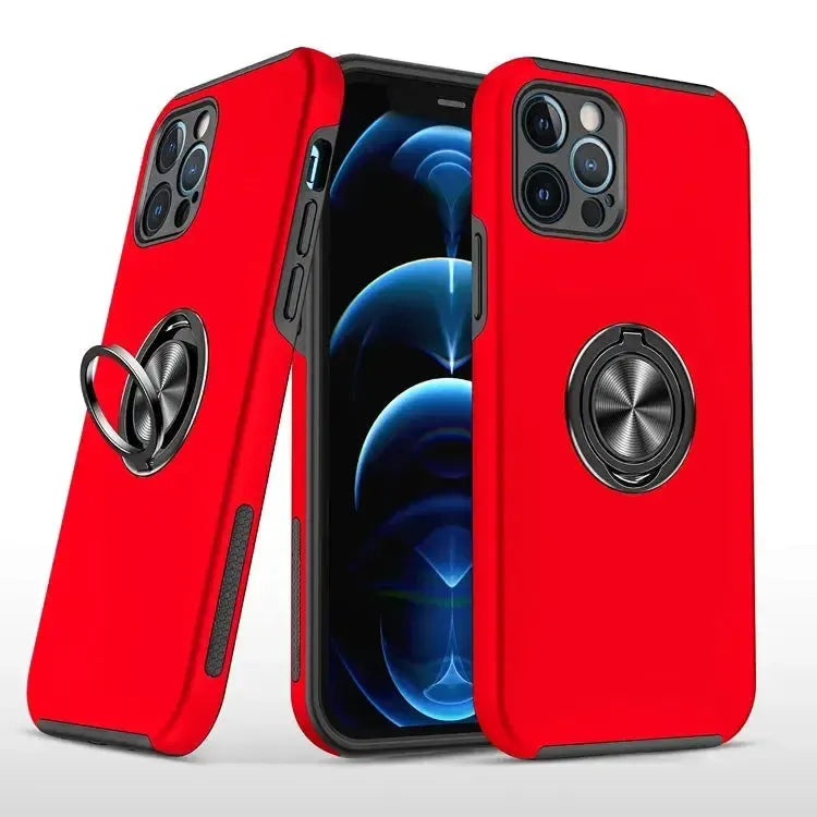 For Apple iPhone 16 Pro Max Dual Layer Invisible Ring Case Red