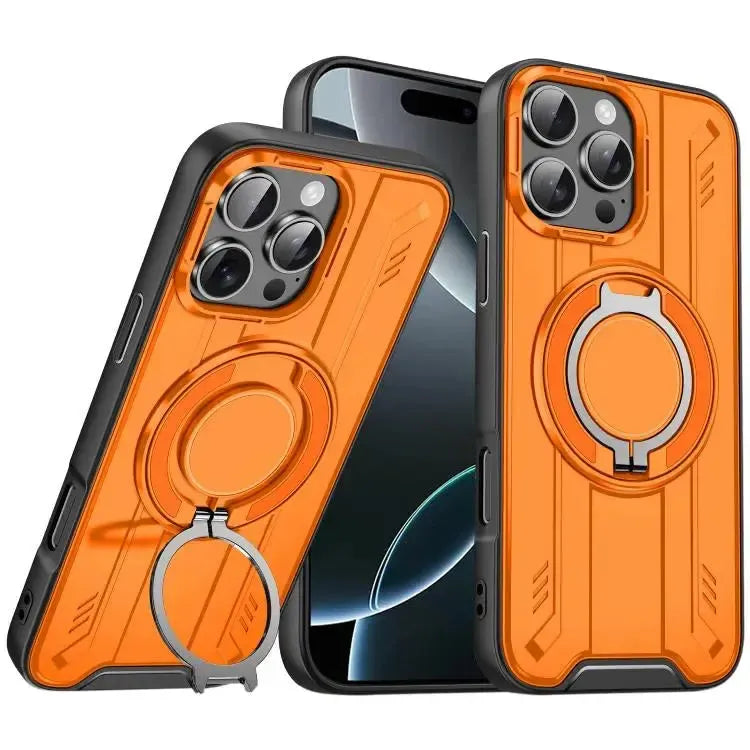 For Apple iPhone 16 Pro Max Magnetic Armour Rotating Stand Case Orange
