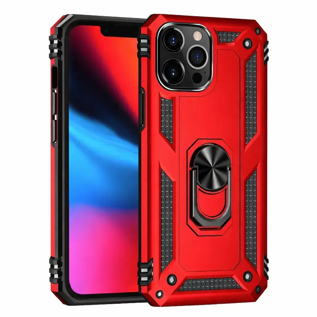 For Apple iPhone 16 Pro Max Magnetic Car Mount Protective Ring Holder Case Red