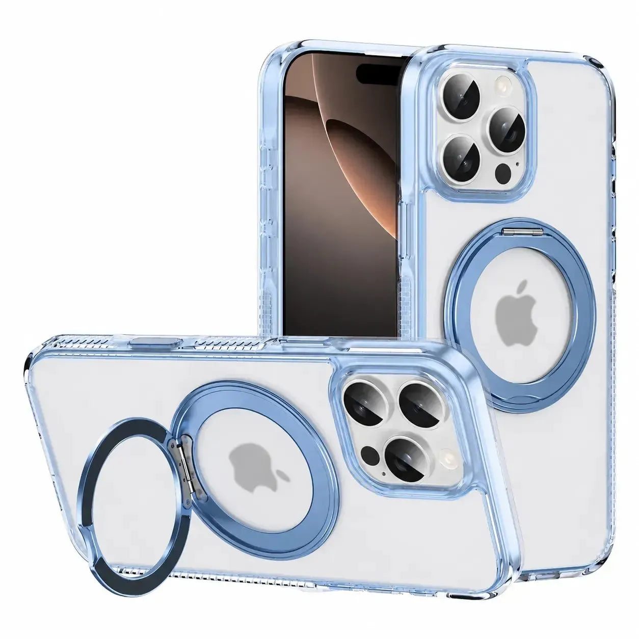 For Apple iPhone 16 Pro Max iShield Magsafe Rotating Stand Case Blue