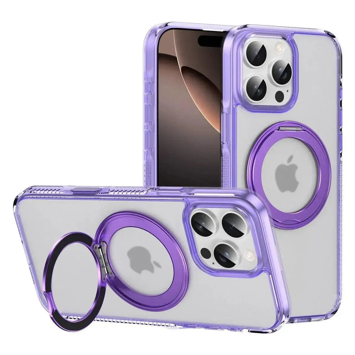 For Apple iPhone 16 Pro Max iShield Magsafe Rotating Stand Case Purple