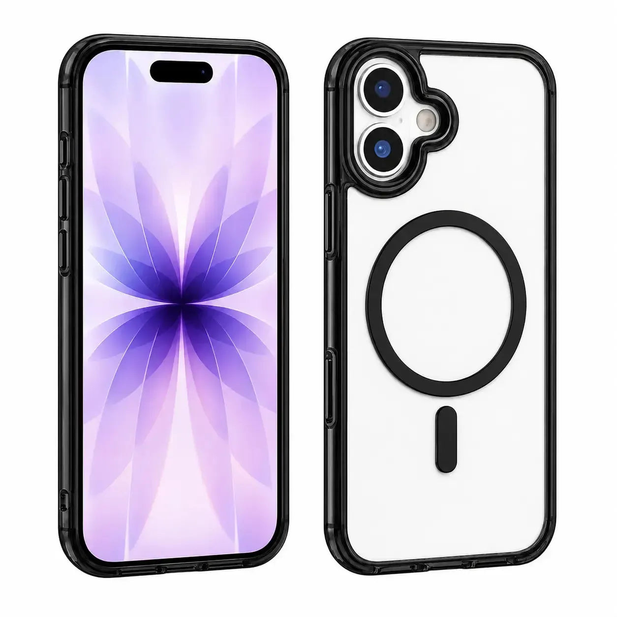 For Apple iPhone 16 See-Through Magnetic Hard Case Black