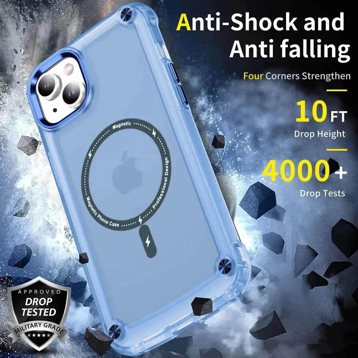 For Apple iPhone 16 Shockproof Bumber Magsafe Case Blue