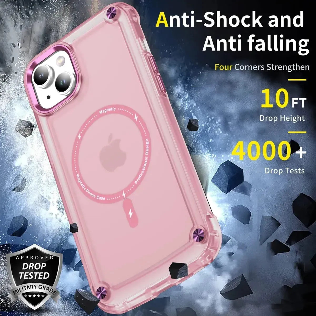 For Apple iPhone 16 Shockproof Bumber Magsafe Case Pink