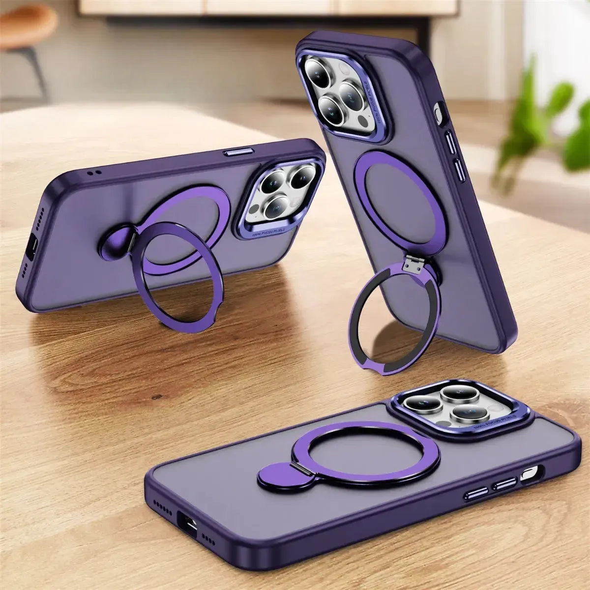 For Apple iPhone 12 / 12 Pro Udbasto Series Magsafe Ring Case Purple