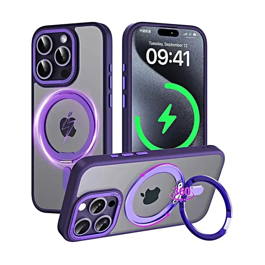 For Apple iPhone 12 / 12 Pro Udbasto Series Magsafe Ring Case Purple
