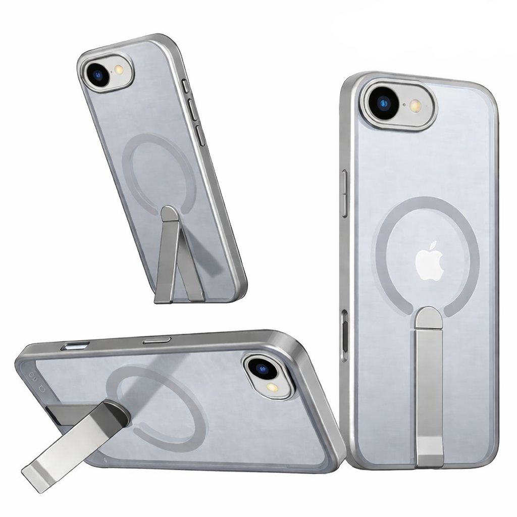 For Apple iPhone 16E Premium N52 Magsafe Magnetic Case With Stand Gray