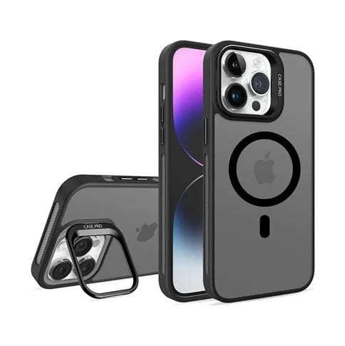 For Apple iPhone 16E Skin-Feel Camera Holder Magsafe Case Black