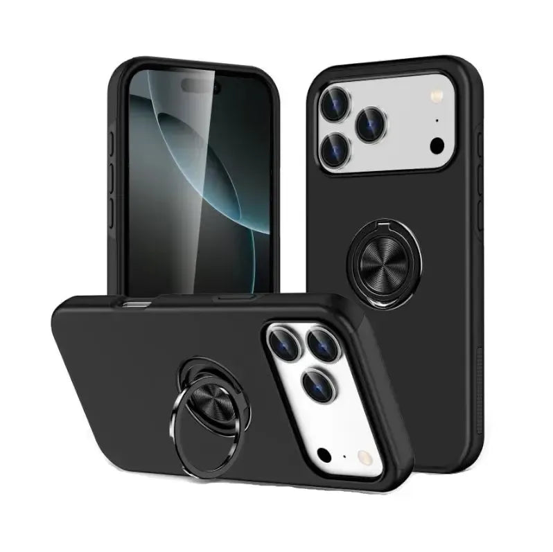 For Apple iPhone 17 Air Dual Layer Invisible Ring Case Black