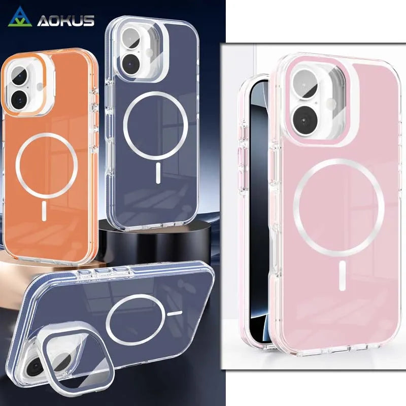 For Apple iPhone 17 Air Macaron Magsafe Case With Camera Stand Pink