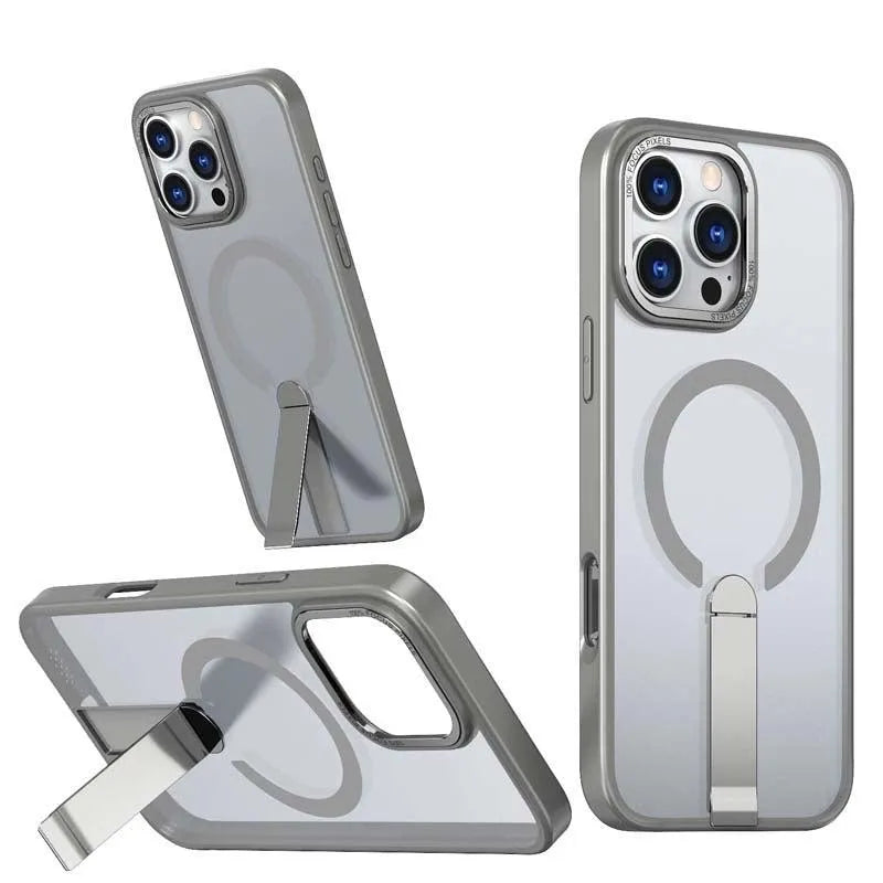For Apple iPhone 17 Air Premium N52 Magsafe Magnetic Case With Stand Grey