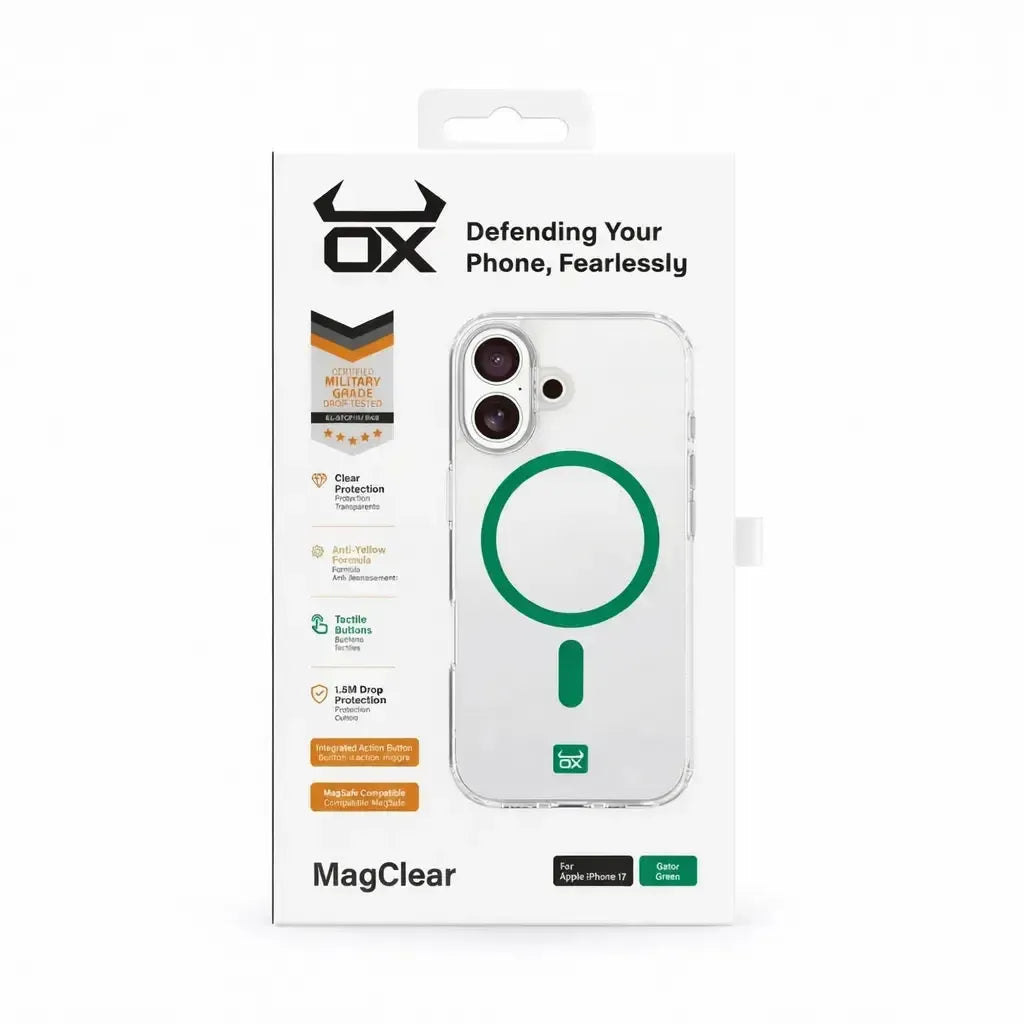 For Apple iPhone 17 OX MagClear With MagSafe Case - Gator Green