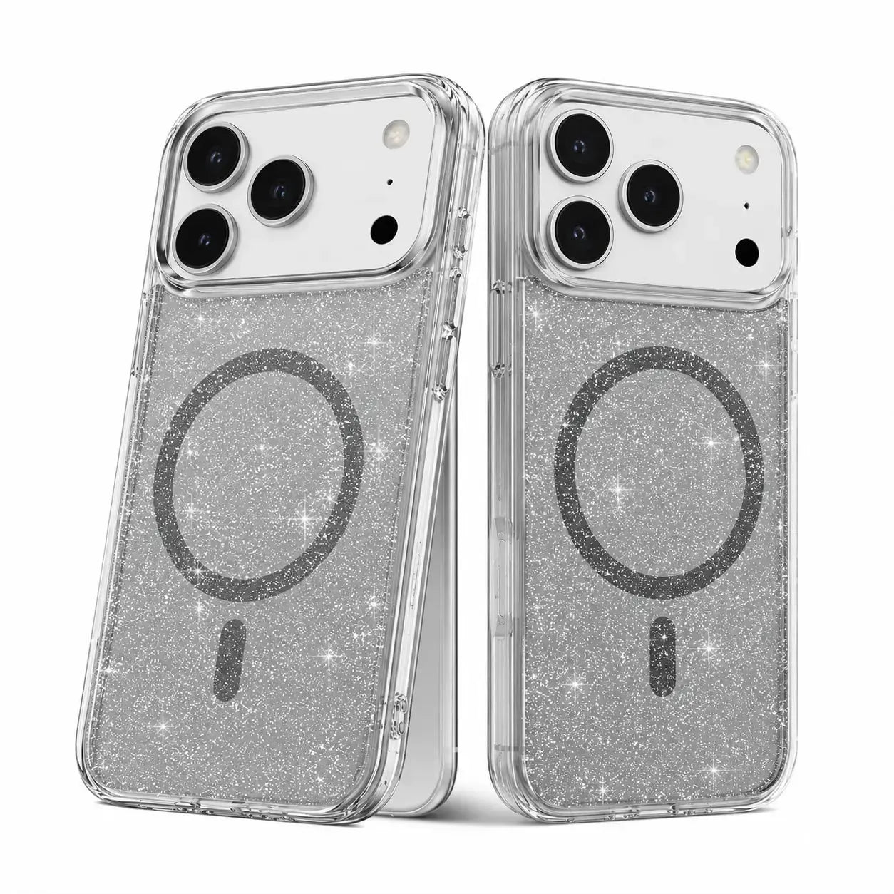 For Apple iPhone 17 Pro Max Magsafe Magnetic Crystal Glitter Clear Case Transparent Black