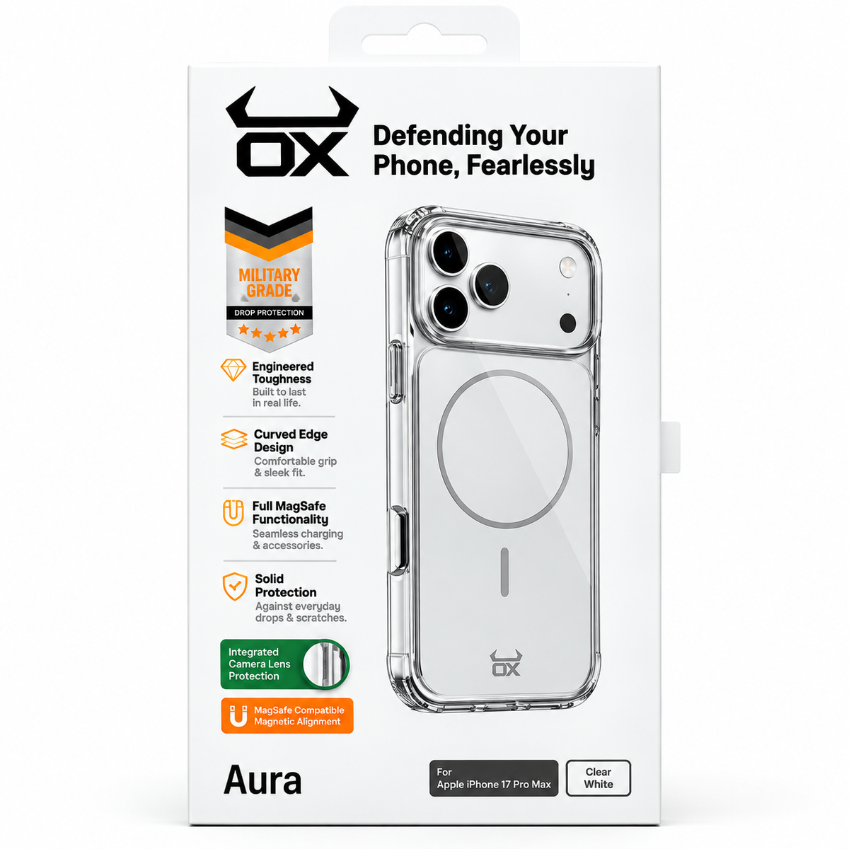 For Apple iPhone 17 Pro Max OX Aura MagSafe Case - Frost White