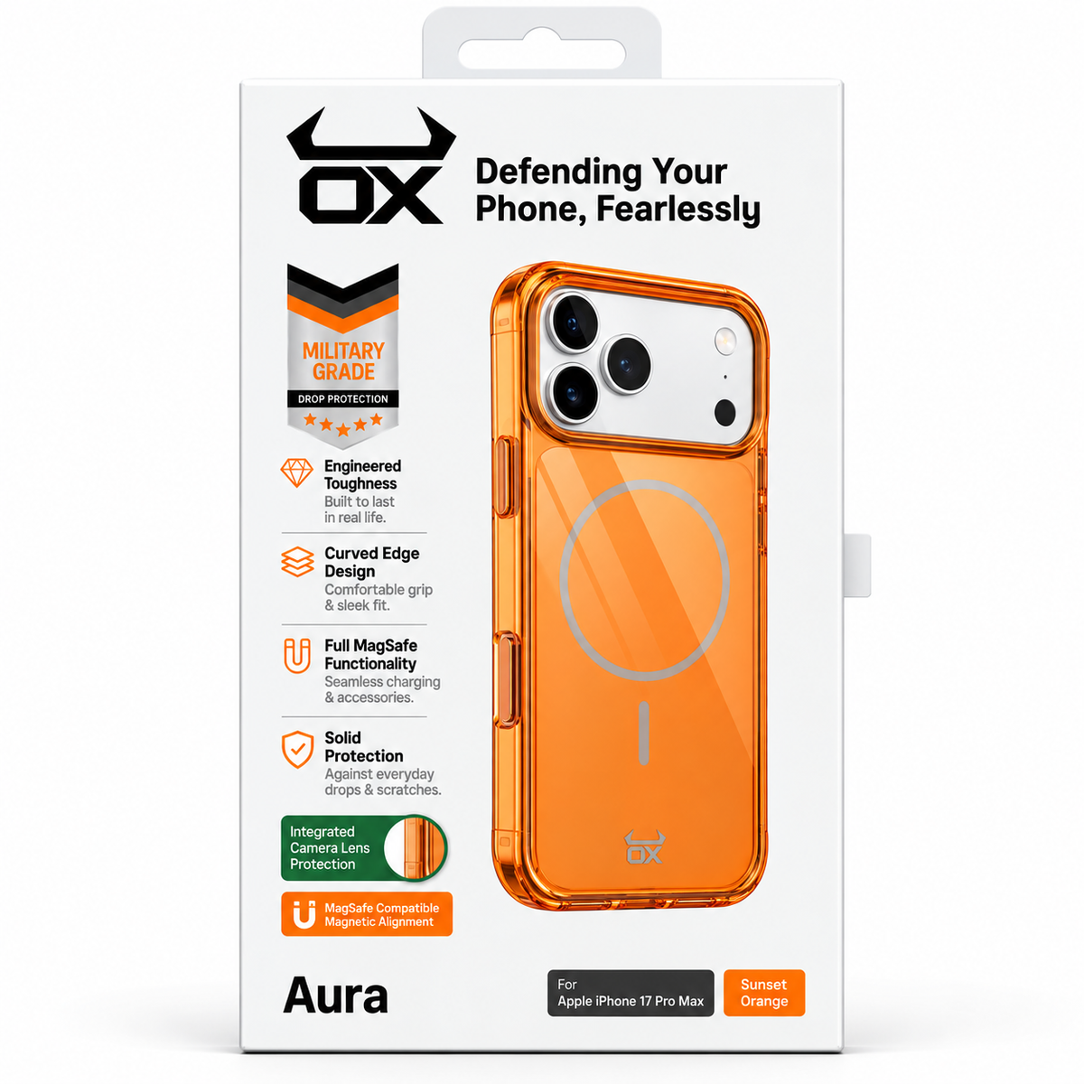 For Apple iPhone 17 Pro Max OX Aura MagSafe Case - Molten Orange