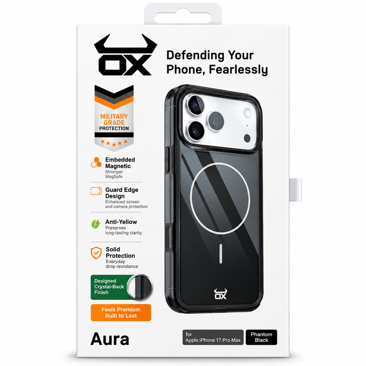 For Apple iPhone 17 Pro Max OX Aura MagSafe Case - Obsidian Black