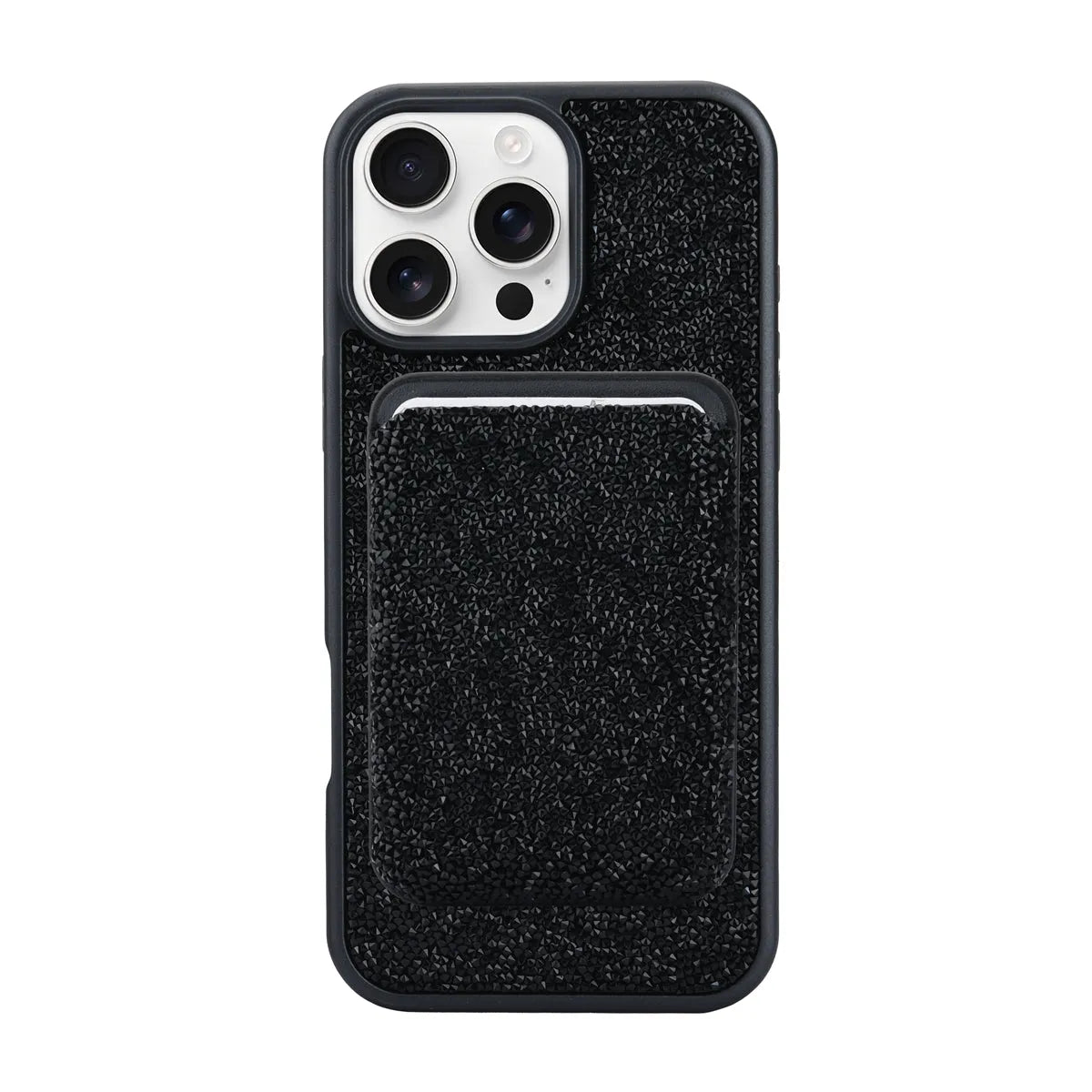 For Apple iPhone 17 Pro Max Premium Magsafe Glitter Case With Card Wallet Black