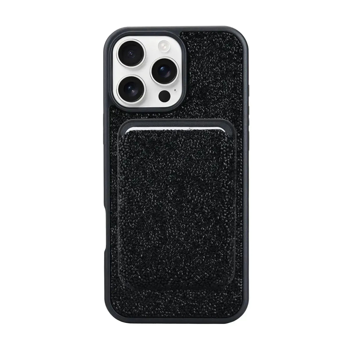For Apple iPhone 17 Pro Max Premium Magsafe Glitter Case With Card Wallet Black
