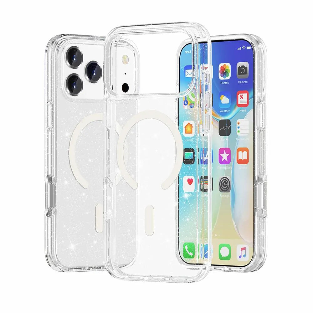 For Apple iPhone 17 Pro Max Terminator Magsafe Symmetry Design Case Glitter Clear