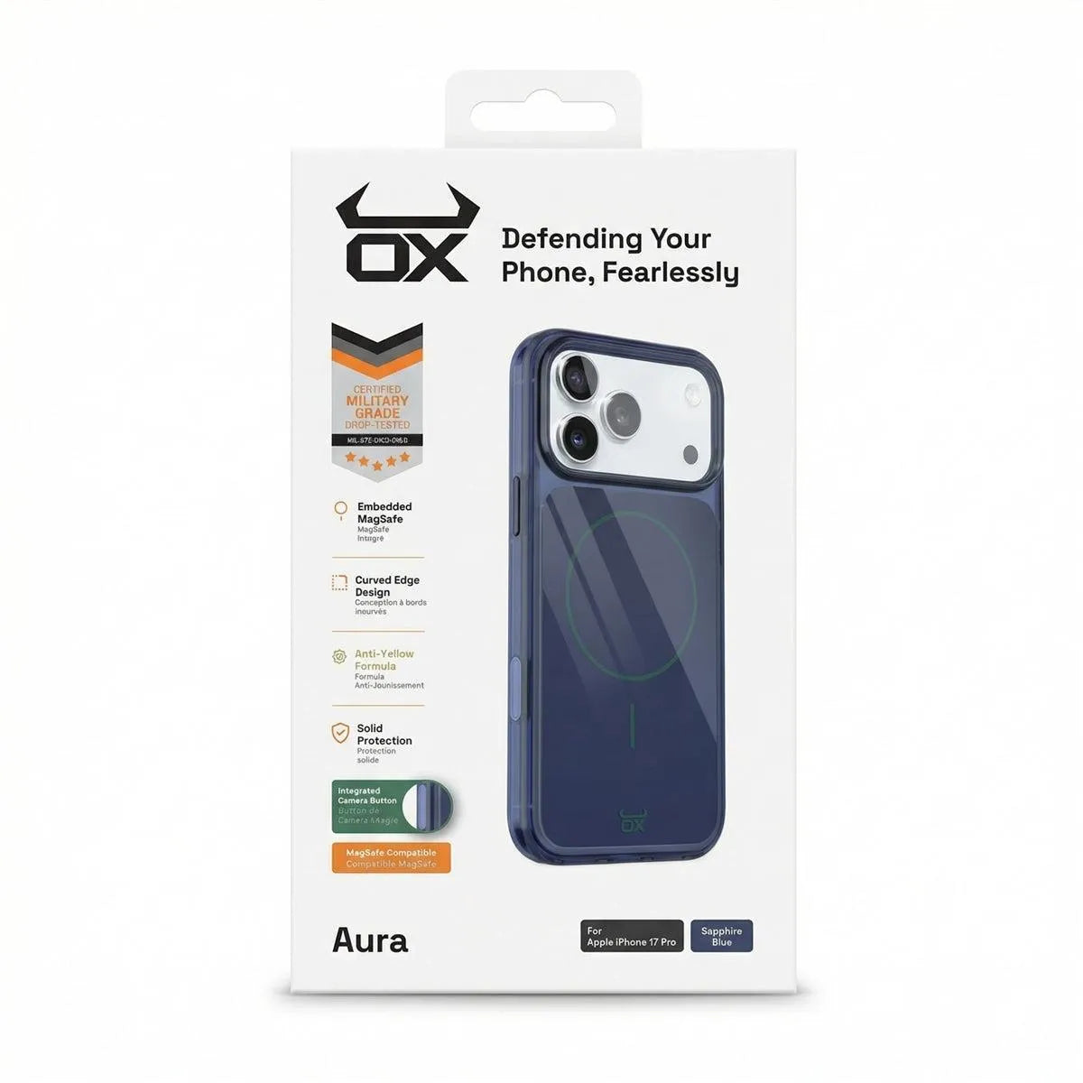 For Apple iPhone 17 Pro OX Aura MagSafe Case - Saphire Blue