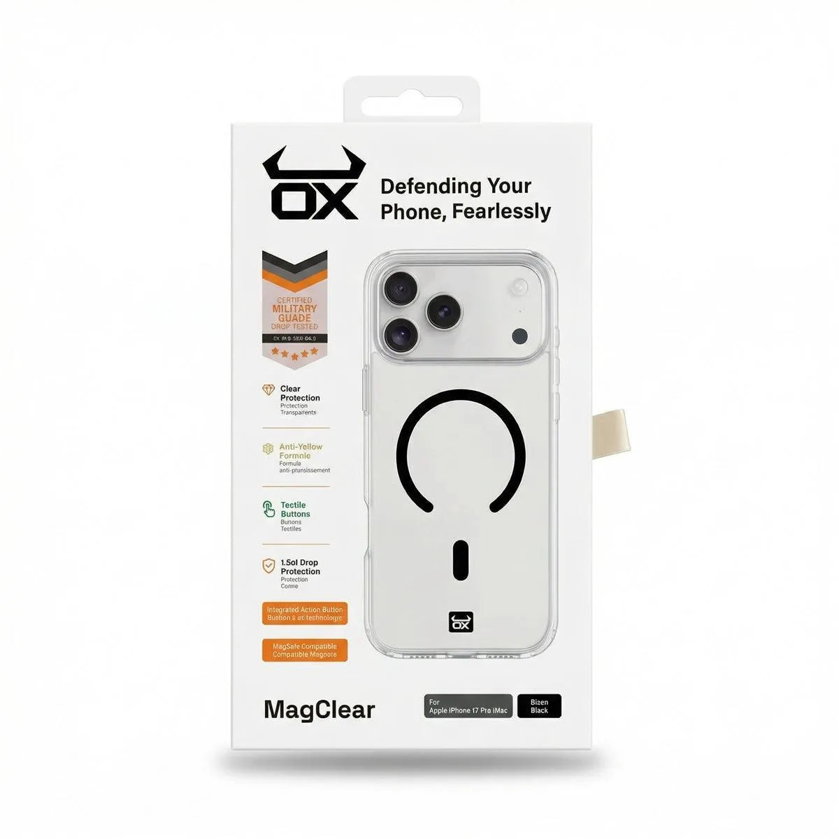 For Apple iPhone 17 Pro Max OX MagClear With MagSafe Case - Bison Black