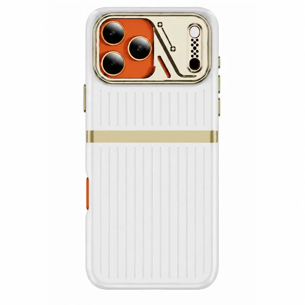 For Apple iPhone 18 Pro Ridge Band Stripe Hybrid Premium Case White