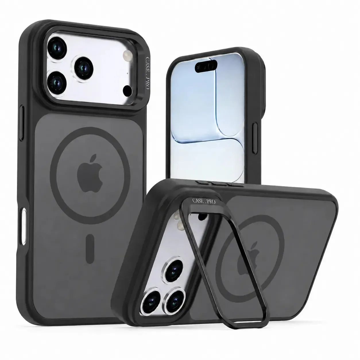 For Apple iPhone 18 Pro Skin-Feel Camera Holder Magsafe Case Black