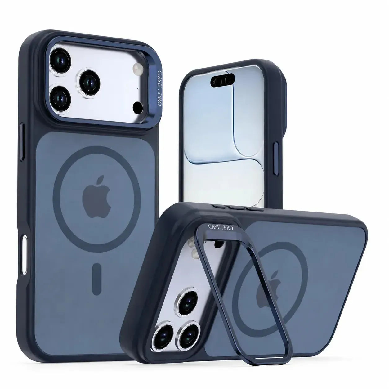 For Apple iPhone 18 Pro Skin-Feel Camera Holder Magsafe Case Blue