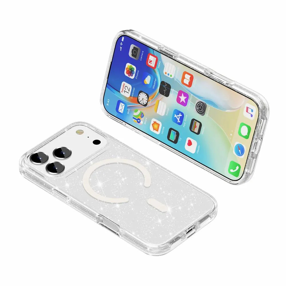For Apple iPhone 17 Pro Terminator Magsafe Symmetry Design Case Glitter Clear