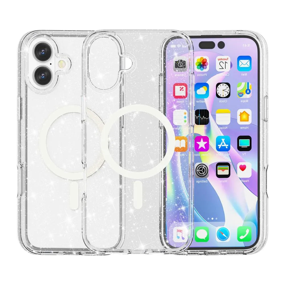 For Apple iPhone 17 Terminator Magsafe Symmetry Design Case Glitter Clear