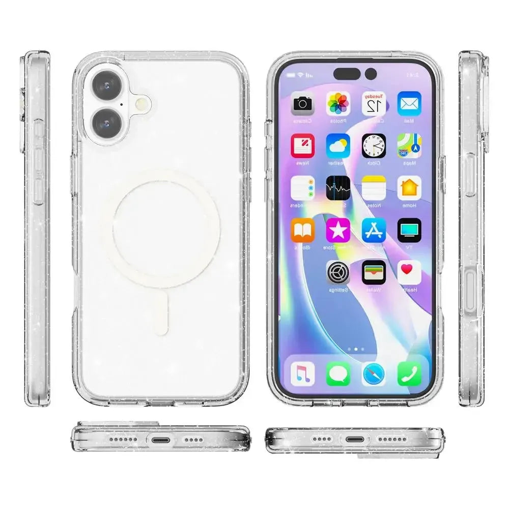 For Apple iPhone 17 Terminator Magsafe Symmetry Design Case Glitter Clear