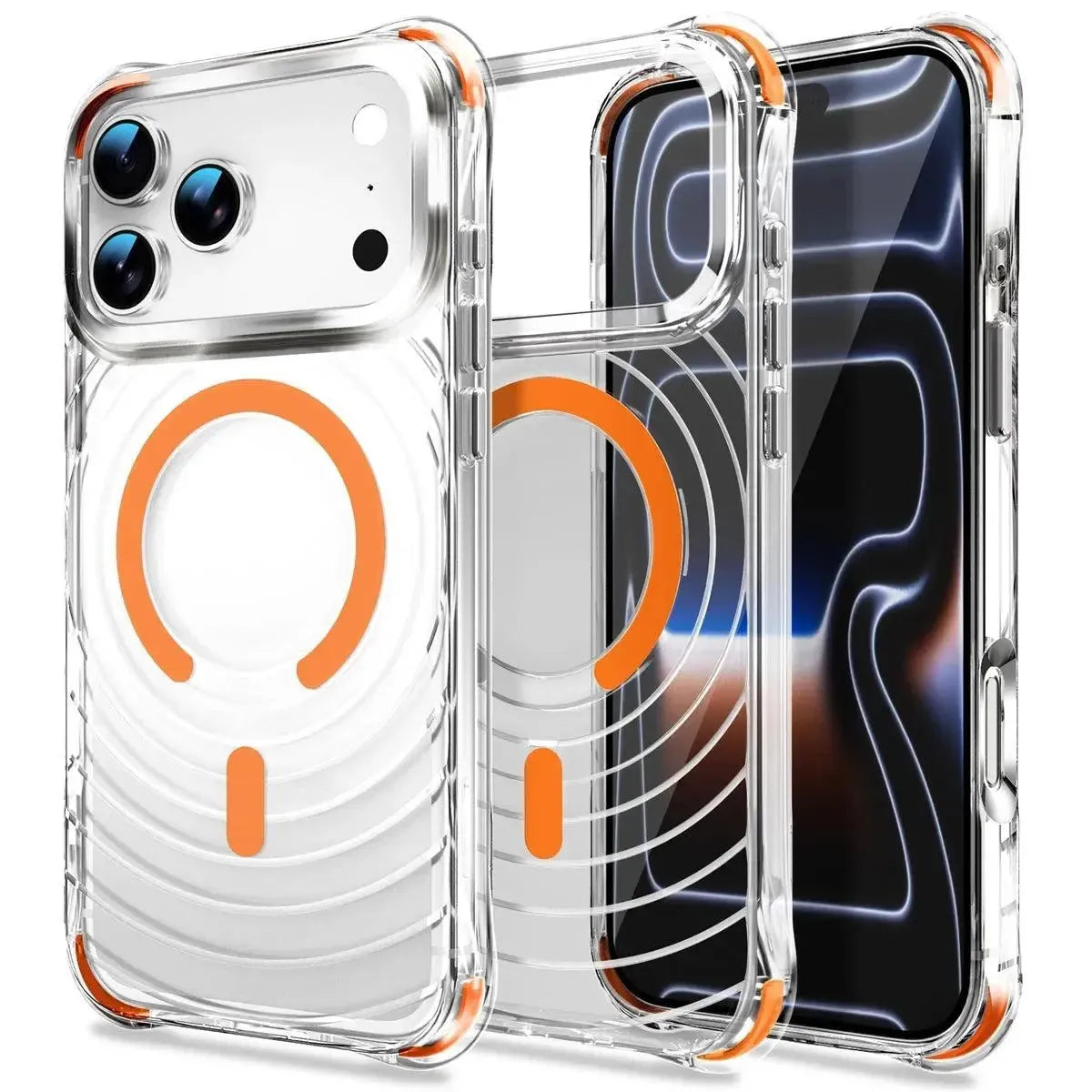 For Apple iPhone 16 Wave Series Clear Magsafe Orange