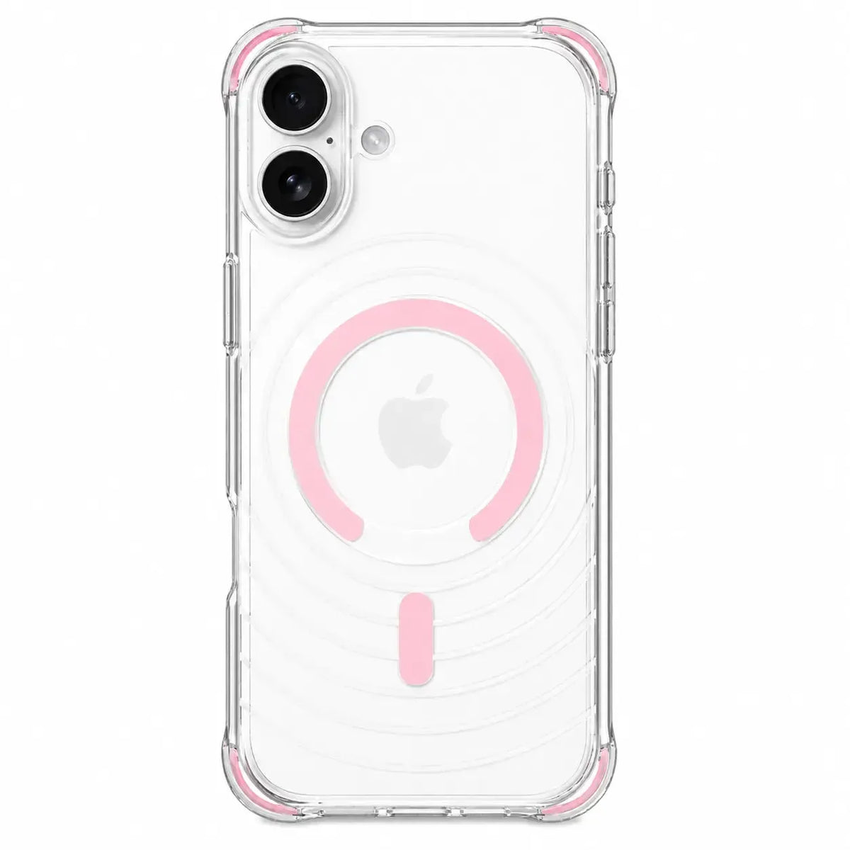 For Apple iPhone 16 Wave Series Clear Magsafe Pink