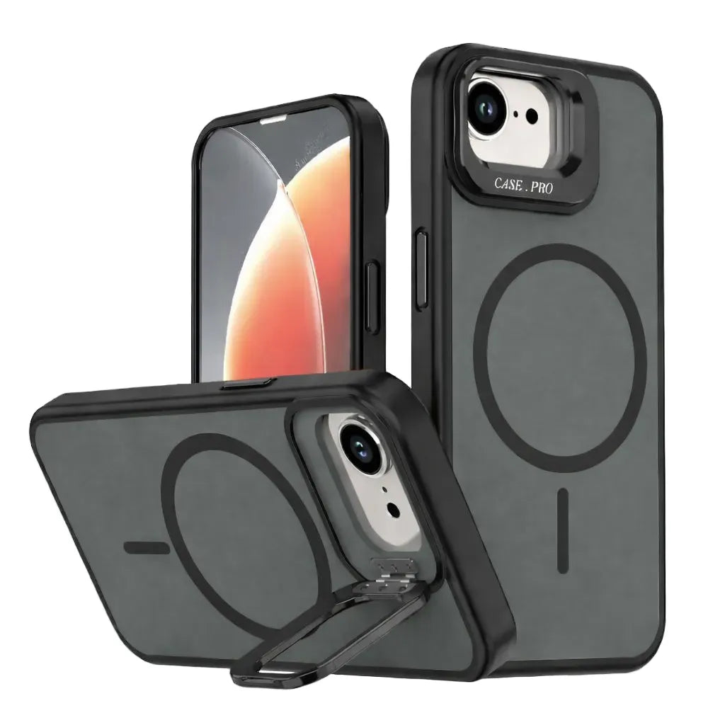 For Apple iPhone 17E Skin-Feel Camera Holder Magsafe Case Black