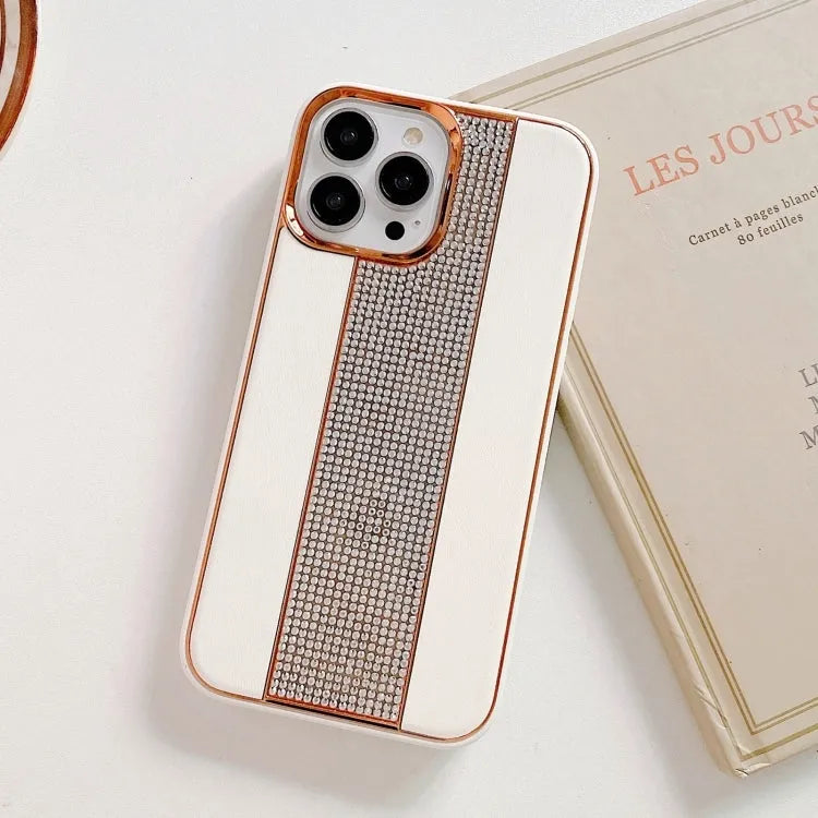 For Apple iPhone XR Diamound Stripe Bling Case White