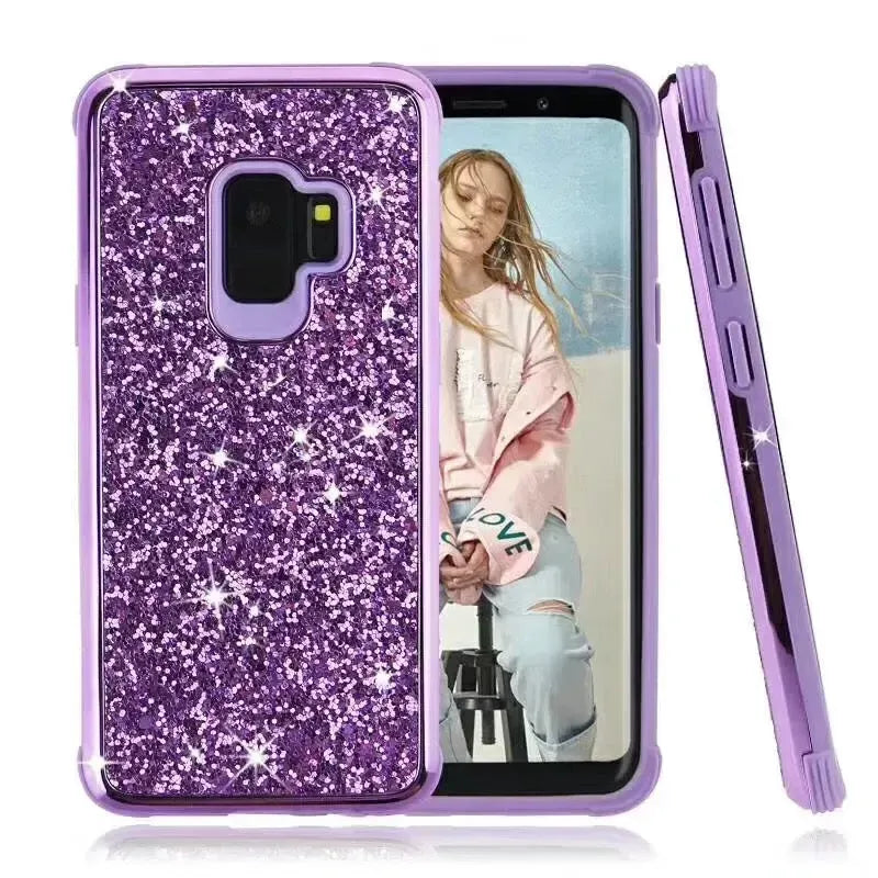 For Apple iPhone XS Max Diamond Glitter 2 in 1 Case Purple