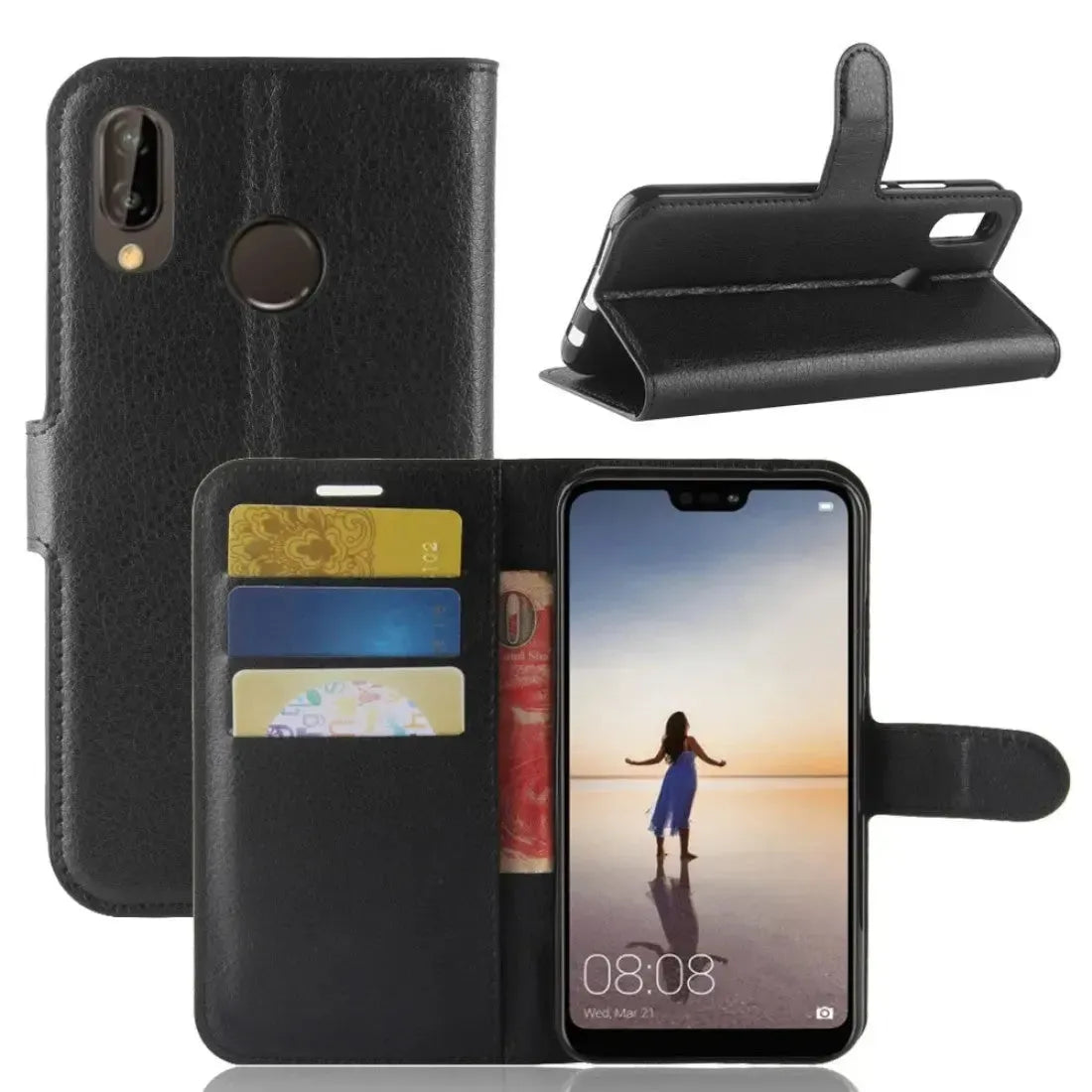 For Samsung Galaxy A01 Wallet Case Black