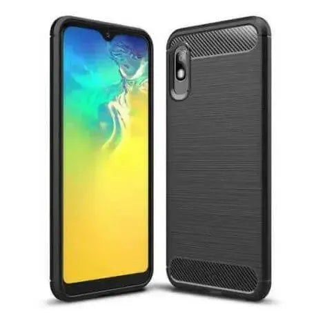 For Samsung Galaxy A10e Carbon Fibre Design Case TPU Cover - Black