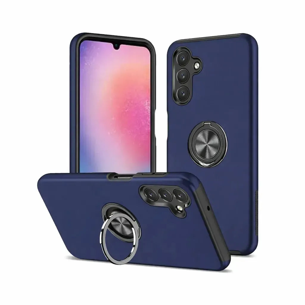 For Samsung Galaxy A18 Dual Layer Invisible Ring Case Blue