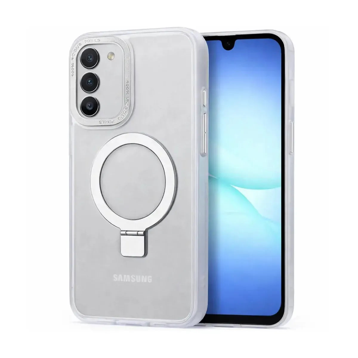 For Samsung Galaxy A26 5G Skin-Feel Magsafe Ring Stand Case White