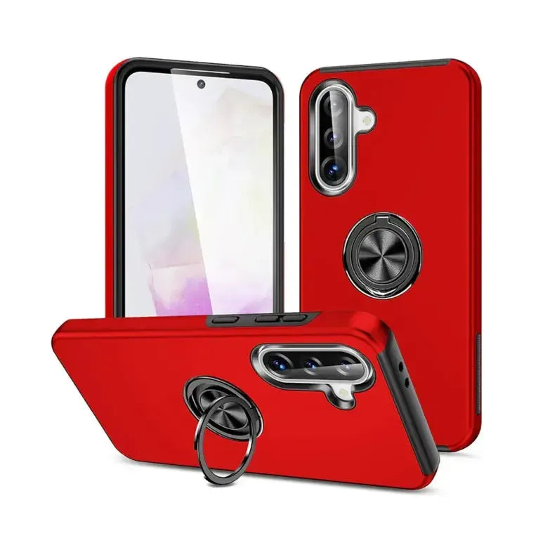 For Samsung Galaxy A36 / A56 Dual Layer Invisible Ring Case Red