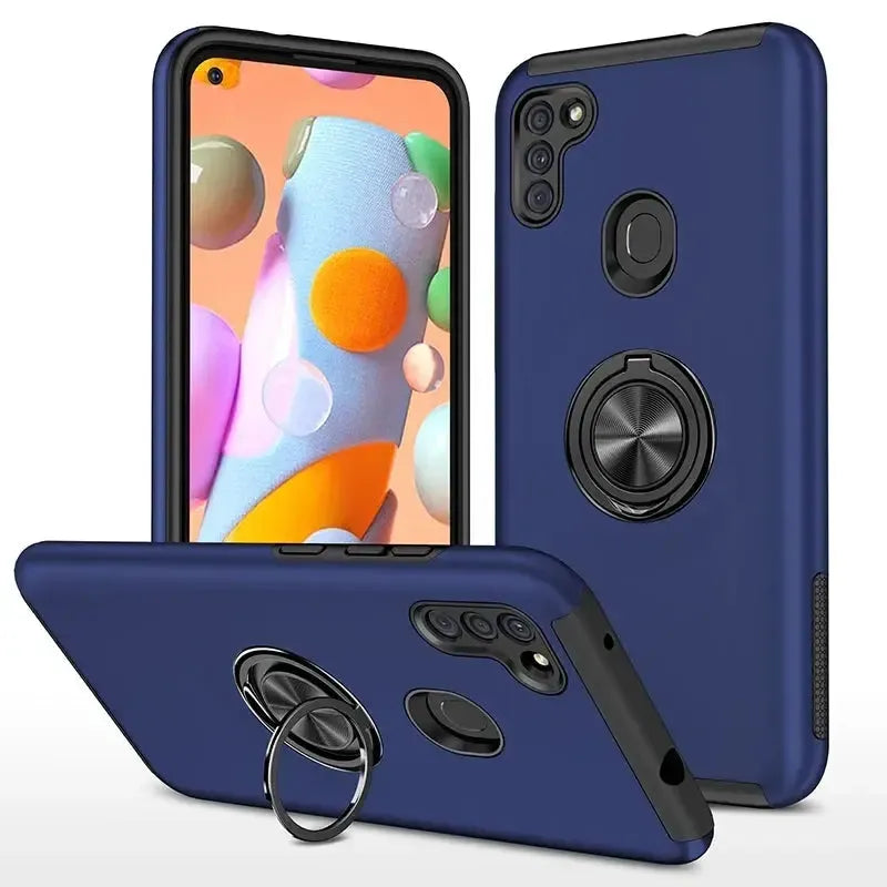 For Samsung Galaxy A52 5G/A52S Dual Layer Invisible Ring Case Blue