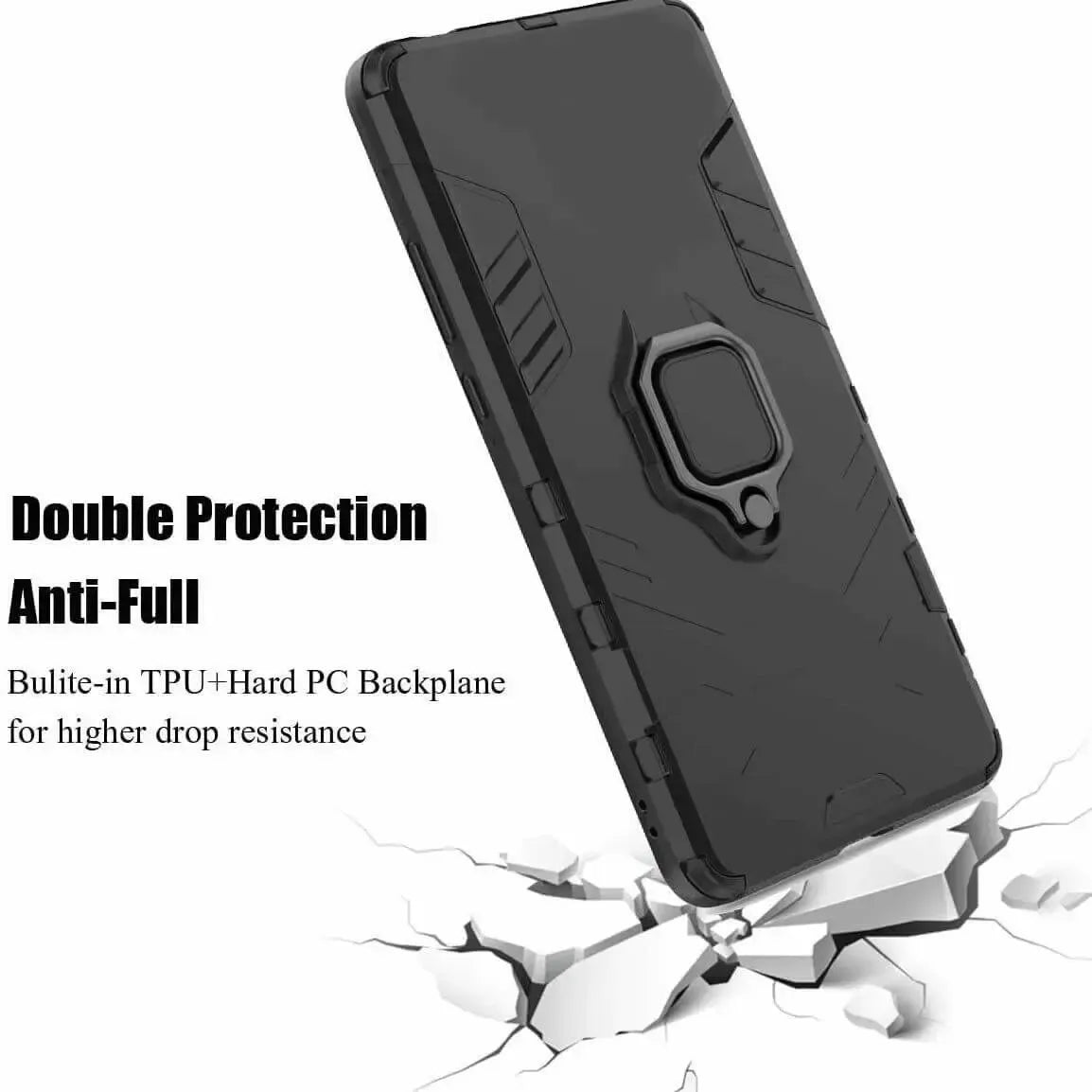 For Samsung Galaxy Note 10 / Note 10 5G Luxury Armor Case Shockproof Cover Magnet Ring Holder - Black