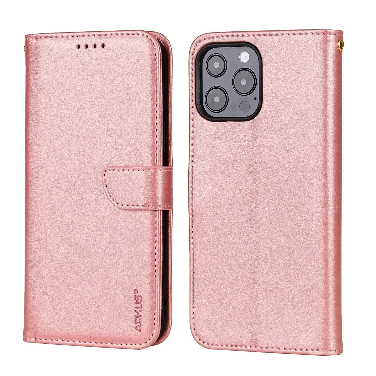 For Samsung Galaxy S23 FE Premium Aokus Wallet Case Rose Gold