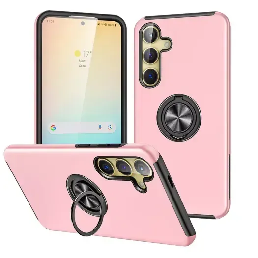 For Samsung Galaxy S24 Dual Layer Invisible Ring Case Pink