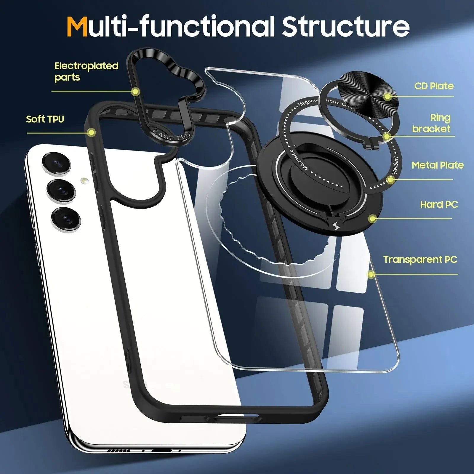 For Samsung Galaxy S24 Plus / S25 Plus Magsafe Invisible Ring Case Black